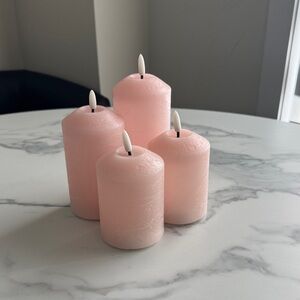 Set of 4 Pink Battery Pillar Candles